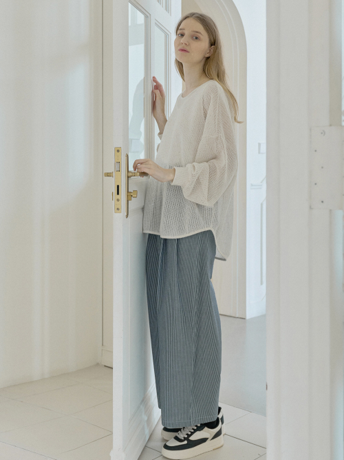 See Through Overfit трикотаж Pullover - OATMEAL