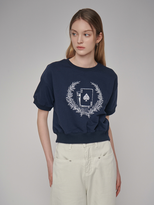 Graphic половинка sleeve sweat-shirt (2color)