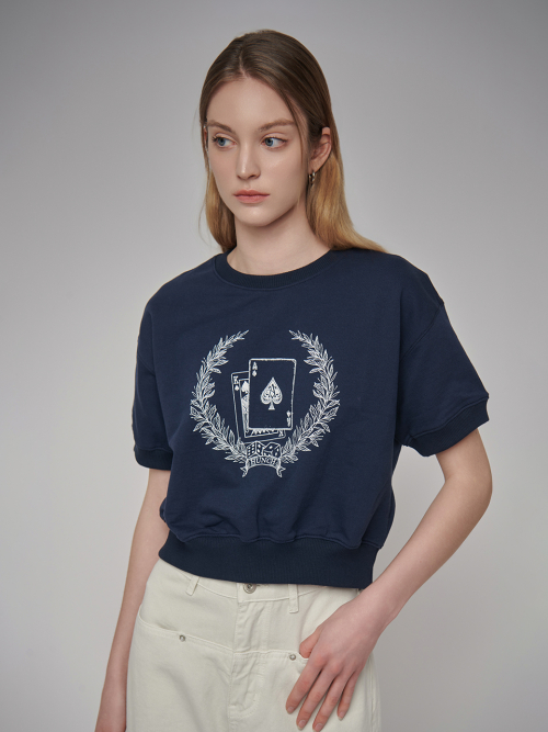Graphic половинка sleeve sweat-shirt (2color)