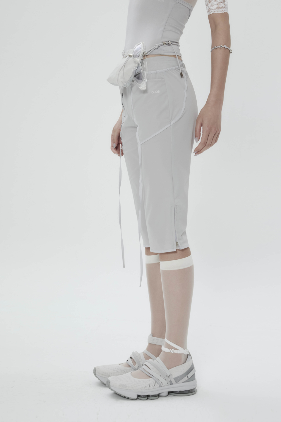 ◆ojos◆ Strap Trimming Capri Pants Grey 24HS-PT02-GR MUSINSA | OJOS Strap Trimming Capri Pants / Grey