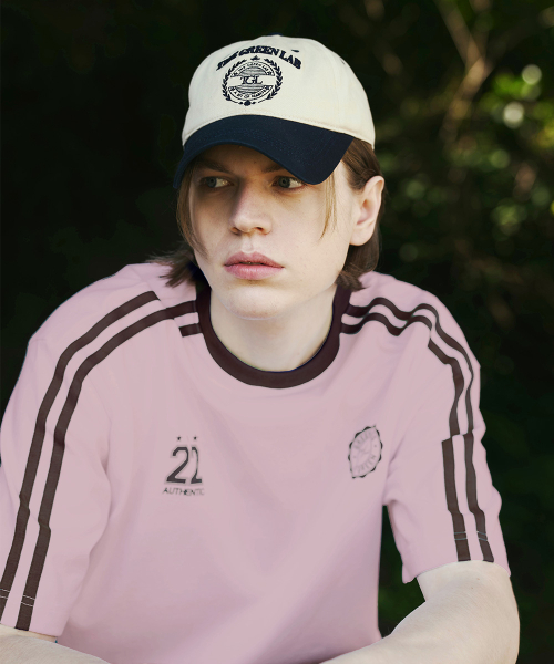 SOCCER FOOTBALL DOUBLE TAPE SHORT SLEEVE T-SHIRTS [LIGHT PINK]