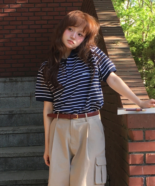 01 M.C UNISEX, полоска PK половинка Shirt / Navy