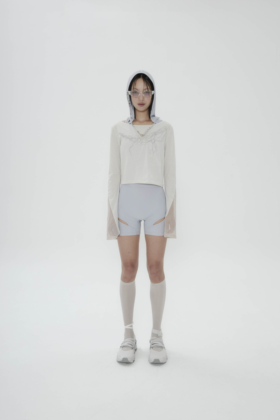 MUSINSA | OJOS Thigh Slit Hoodie Monokini / Grey