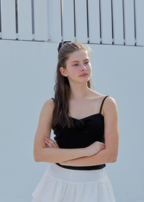 CORSAGE STRING SLEEVELES_BLACK