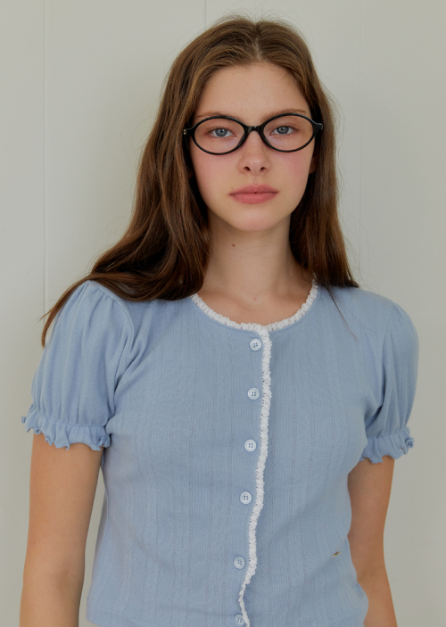 LACE HALF CARDIGAN_SKY BLUE