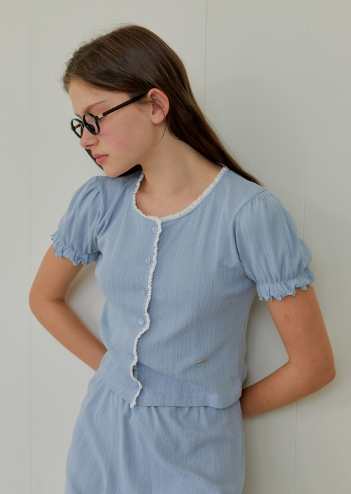 LACE HALF CARDIGAN_SKY BLUE