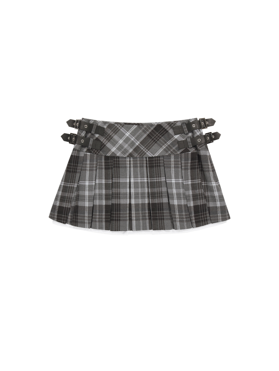뚜오미오(TUOMIO) MINI CHECK PLEATS SKIRT [GREY] - 사이즈