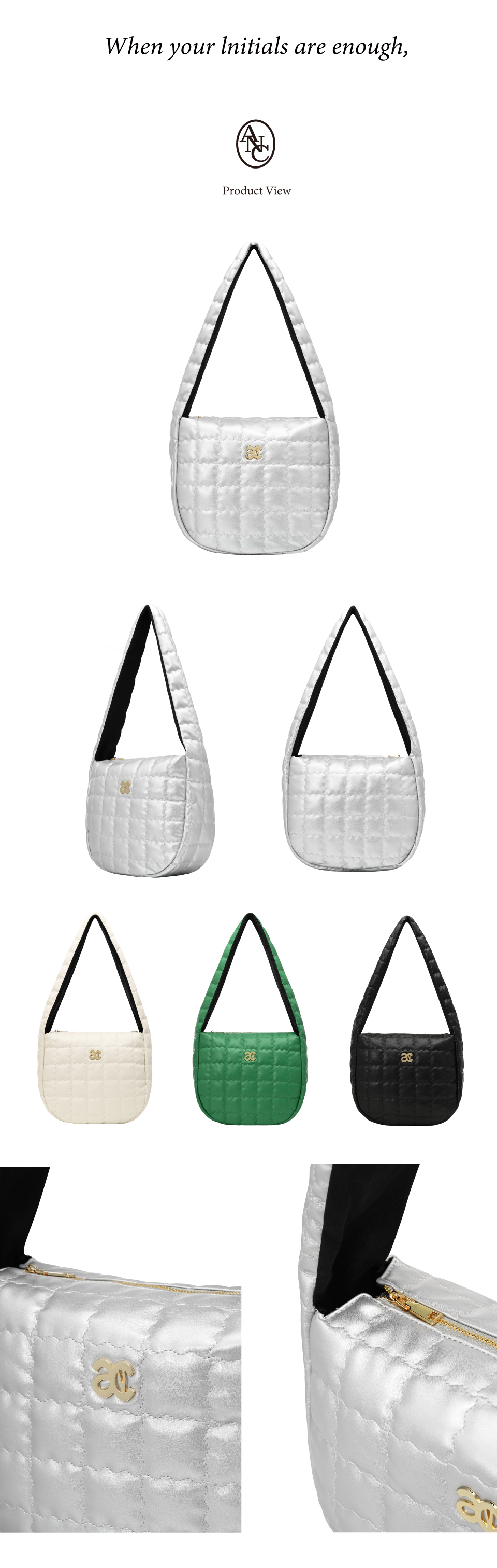 MUSINSA | ANOETIC ANC QUILTING BIG BAG_SILVER