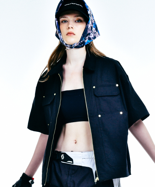 [UNISEX] C.O.M.E Mechanic Short Sleeve Work Jacket (Black)