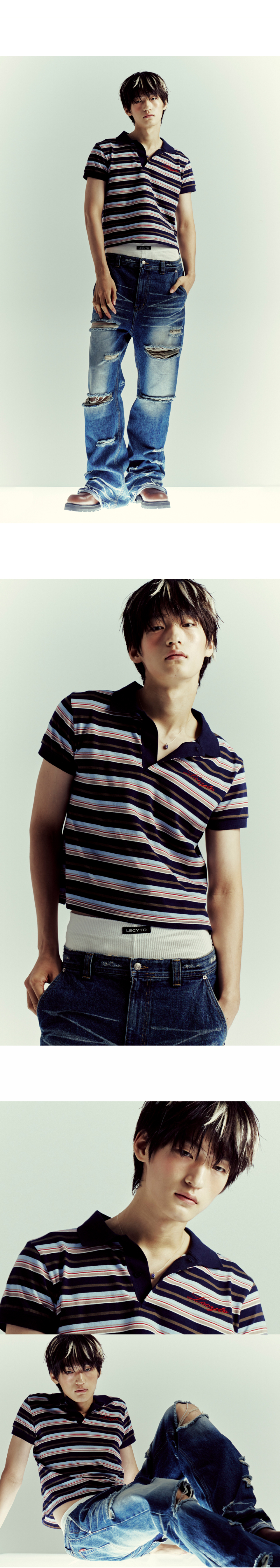 ★LECYTO★ Vintage Multi Stripe PKNavy MUSINSA | LECYTO Vintage Multi Stripe PK_[Navy]