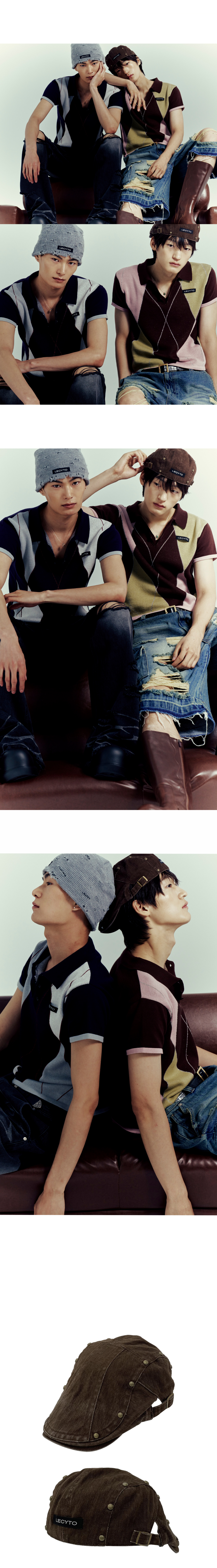 【LECYTO】Stud Washed Hunting Cap ★男女共用★ 追跡付 MUSINSA公式 | LECYTO Stud Washed Hunting Cap_[Brown]
