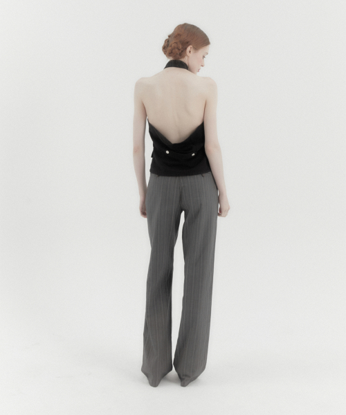 Halter Waistcoat Top - BLACK
