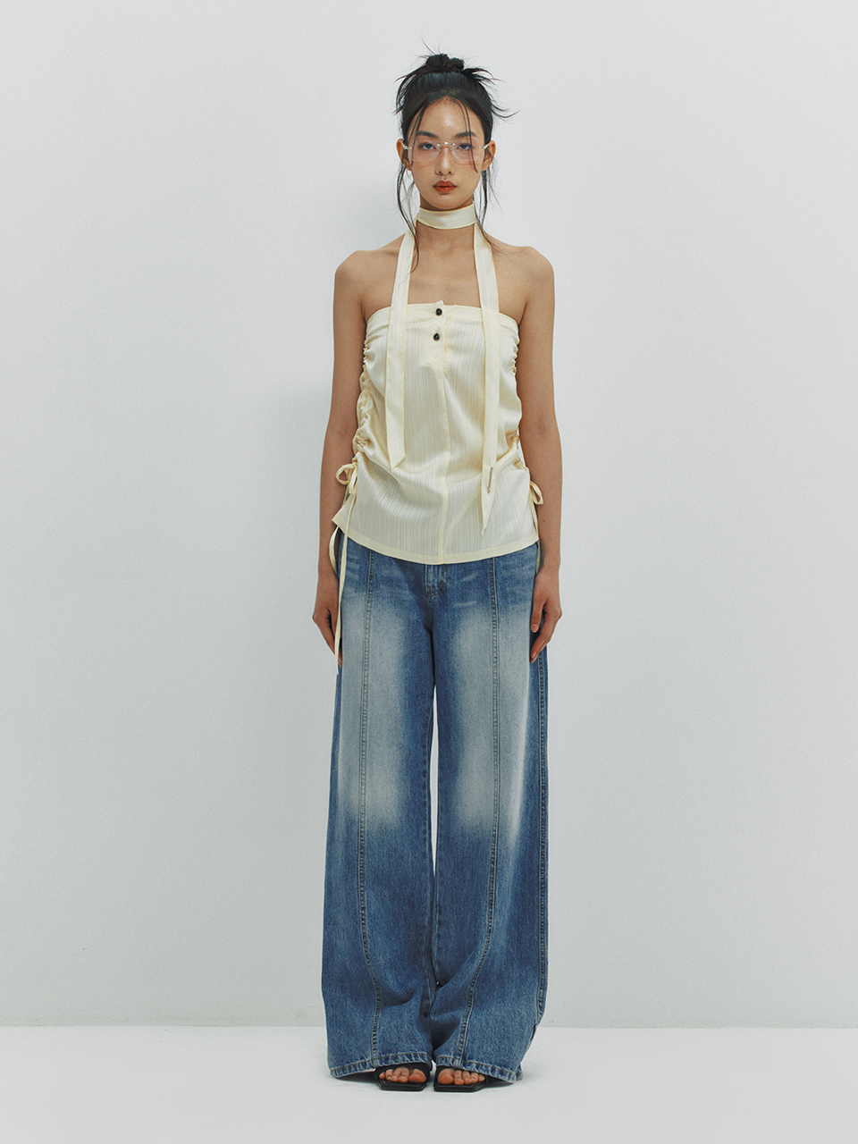 ★MEENDERI★SATIN LOGO SCARF - LEMON★正規品/韓国直送料込 MUSINSA公式 | MEENDERI SATIN LOGO SCARF - LEMON