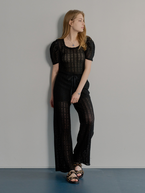 Кружевные широкие брюки FIA (Black)