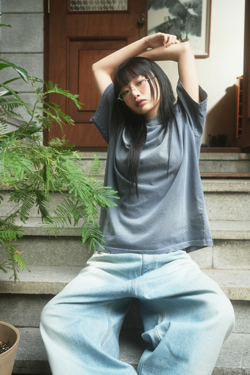 ★韓国の人気★【GRAILZ】★ERBE WASHED T-SHIRTS☆Tシャツ★ MUSINSA公式 | GRAILZ ERBE WASHED T-SHIRTS [POLAR NIGHT]