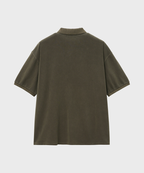 Пигментное зип-поло оверсайз (Khaki)