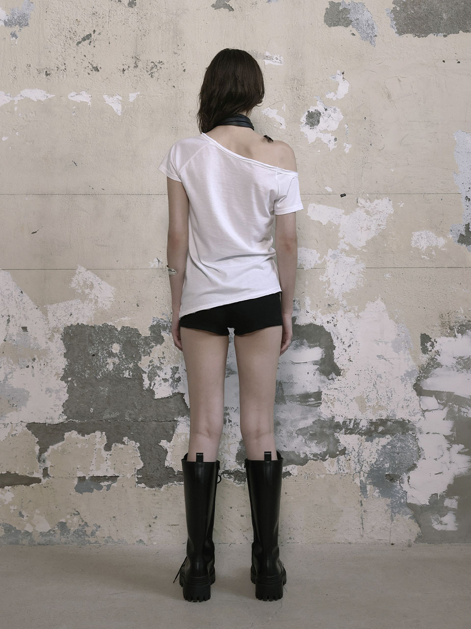 ● BOHEMIAN SEOUL ● BOHEMSEO FUNKY SCOOP NECK TEE SCRIBBLE BOHEMIAN SEOUL] FUNKY SCOOP NECK TEE SCRIBBLE, BLACK 正規品