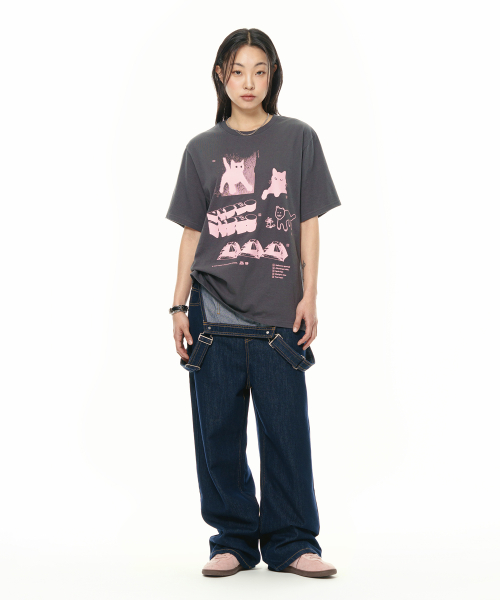 IBEUMYEON BARO HIPSTER T-SHIRTS [CHARCOAL/PINK]