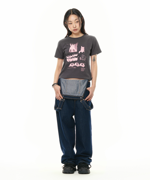 IBEUMYEON BARO HIPSTER T-SHIRTS [CHARCOAL/PINK]