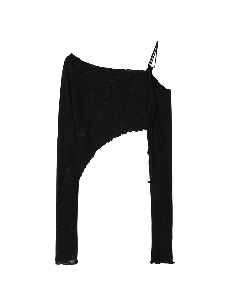 トップス Bohemian Seoul NET UNBALANCE STRAPSLEEVE 보헤미안 서울(BOHEMSEO) NET UNBALANCE STRAP SLEEVE, BLACK