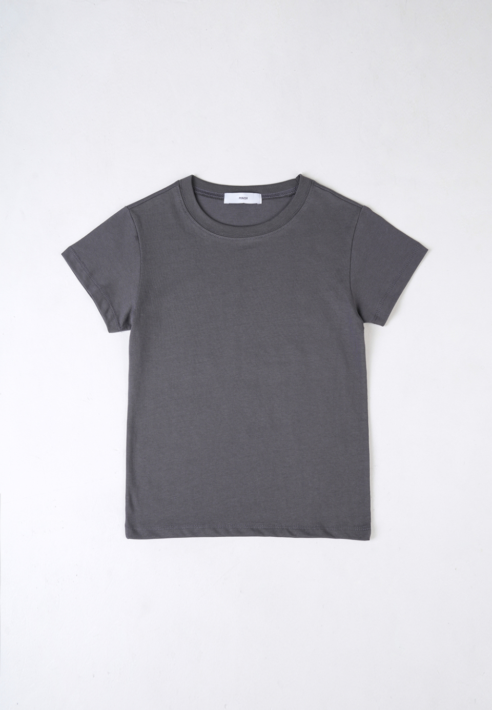 MUSINSA公式 | POSZER Cap sleeve round T-shirt (charcoal)