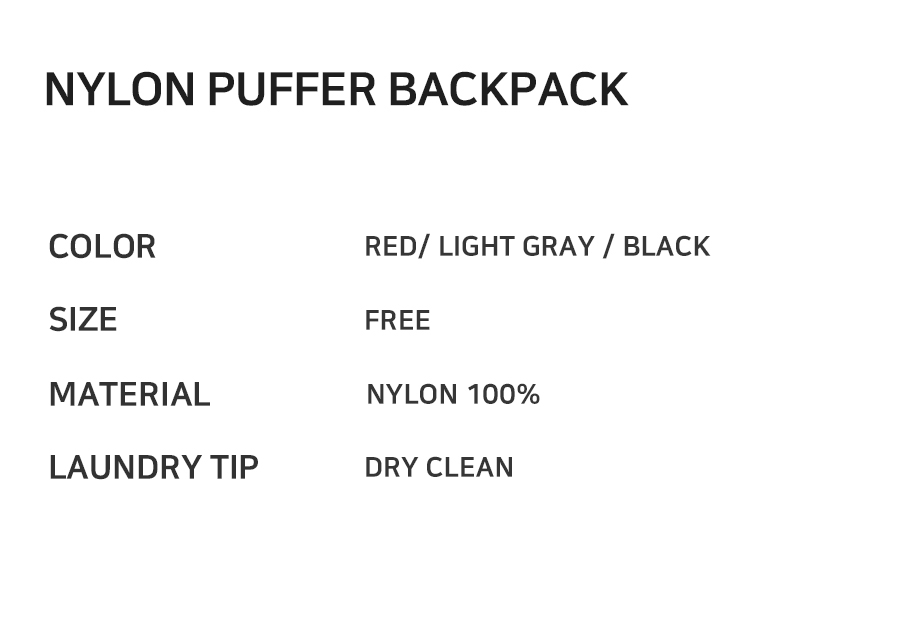 NYLON PUFFER BACKPACK - 3 COLORS RED