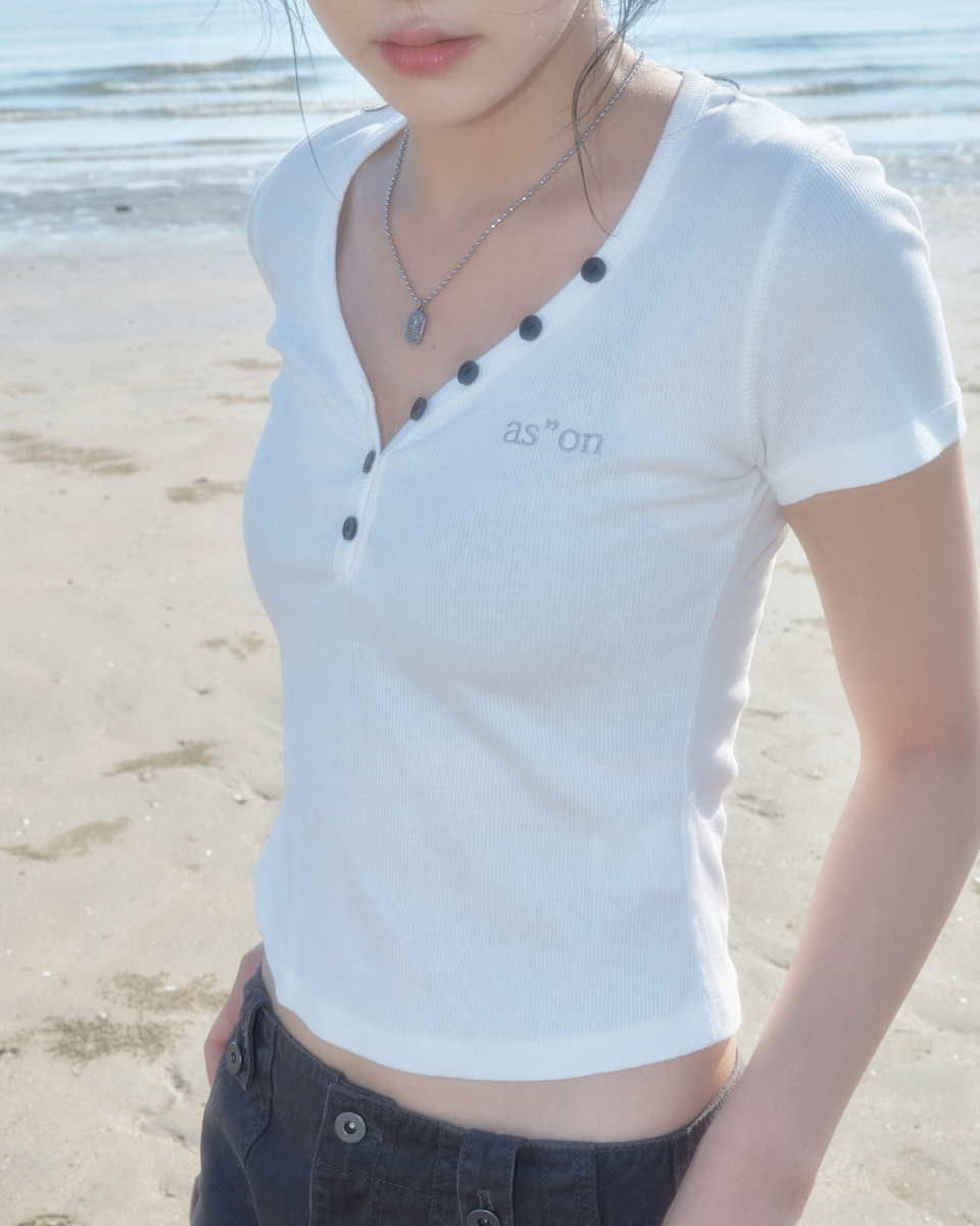 애즈온(ASON) LEAF BUTTON T / WHITE - 사이즈 & 후기 | 무신사