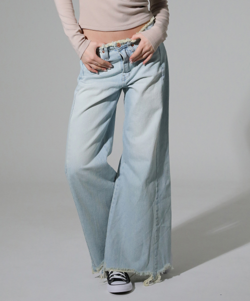 Женские повседневные джинсы буткат (Light Blue)
