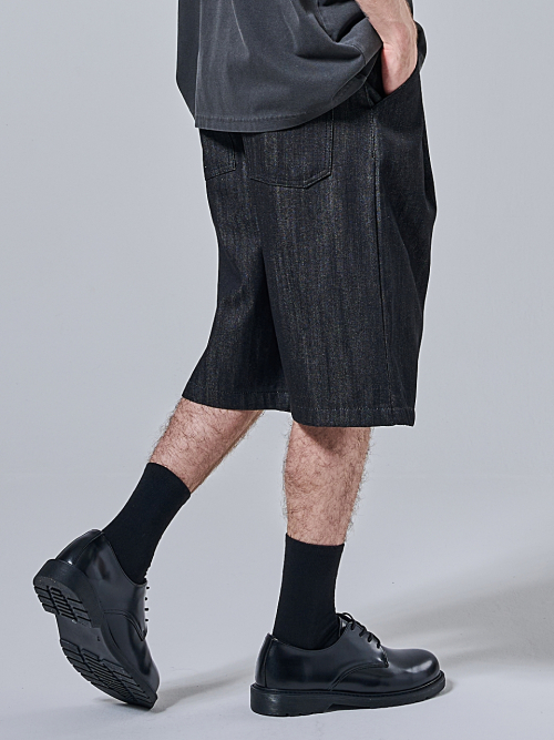 Широкие бермуды из сырого денима (Black)