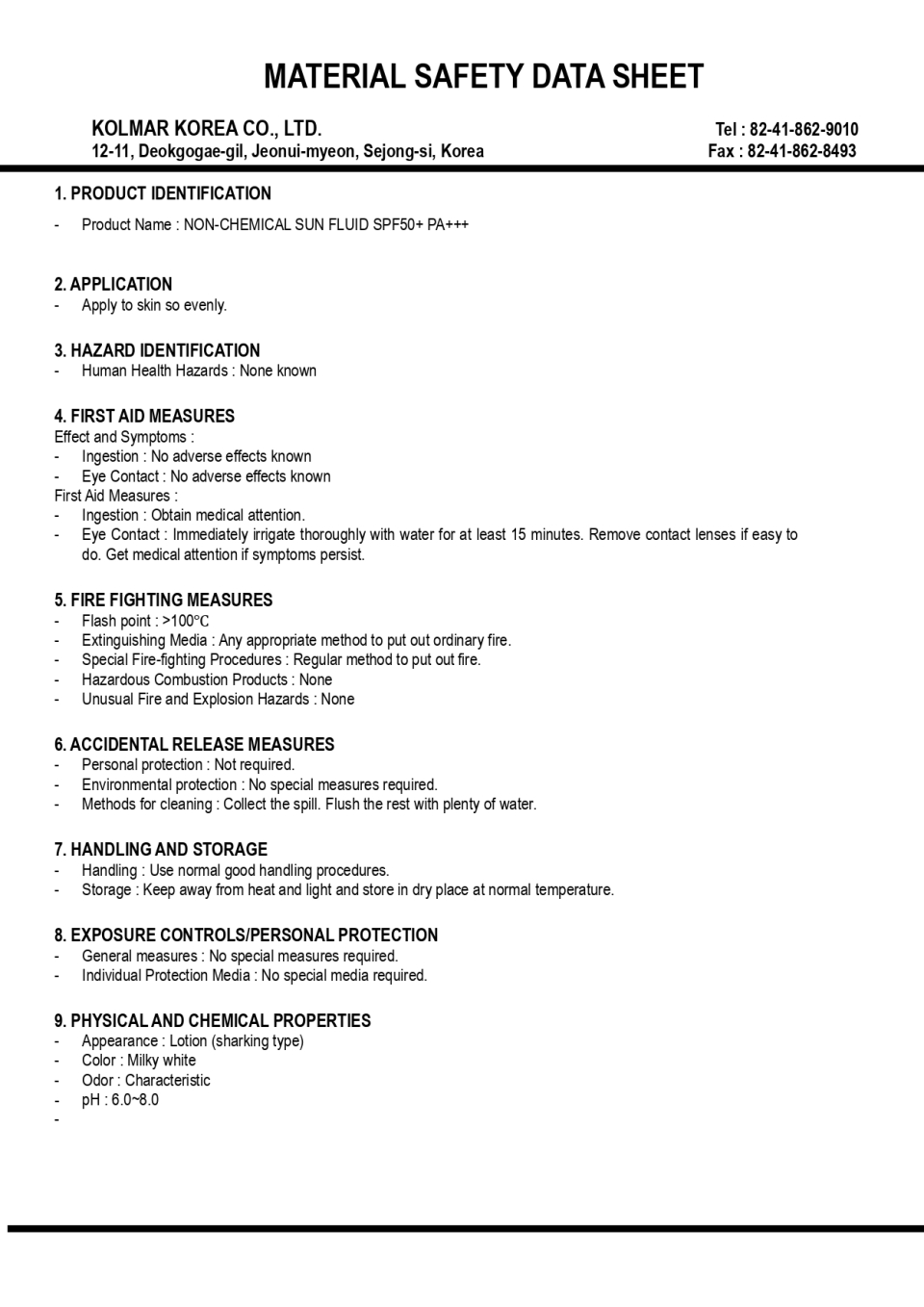 Korean Kolmar Certification 1