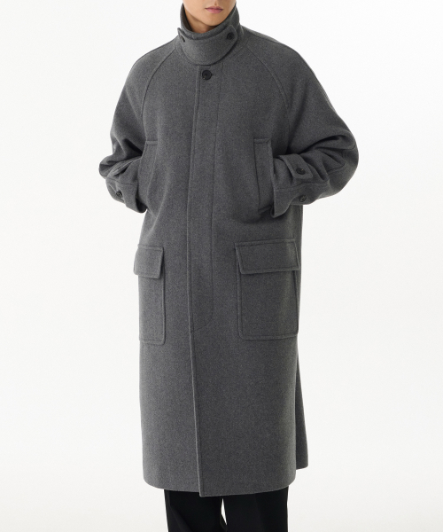 Оверсайз пальто балмакаан из шерсти [Medium Gray]