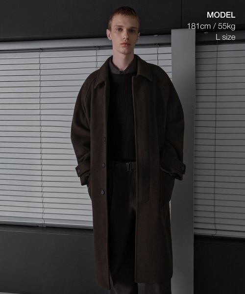 Оверсайз пальто бальмакаан из шерсти Dark Brown