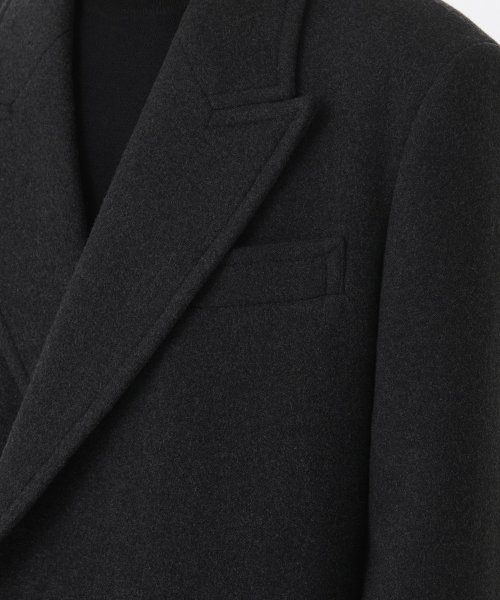 Wool Blend Daddy Shoulder Long Polo Coat [Charcoal Gray] thumbnail 5