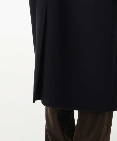 Cashmere Blend Oversized Minimal Balmacaan Coat [Black] thumbnail 12
