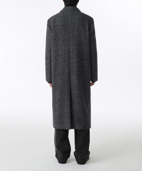 Длинное пальто MANTECO в елочку с широкими плечами [Dark Gray]