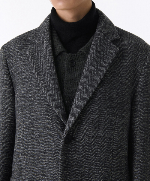 Длинное пальто MANTECO в елочку с широкими плечами [Dark Gray]