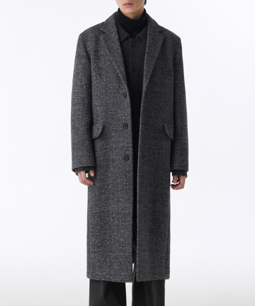 Длинное пальто MANTECO в елочку с широкими плечами [Dark Gray]