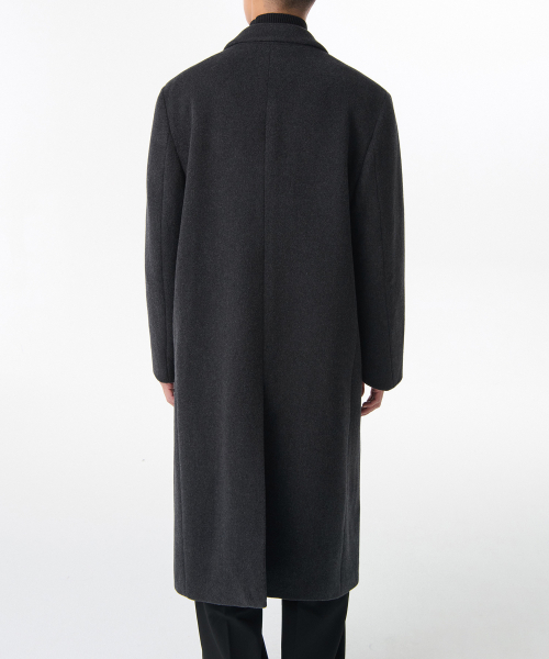 Длинное пальто из кашемира с широкими плечами (Charcoal Grey)