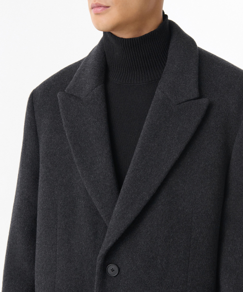 Длинное пальто из кашемира с широкими плечами (Charcoal Grey)