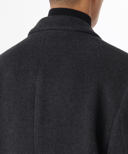 Длинное пальто из кашемира с широкими плечами (Charcoal Grey)