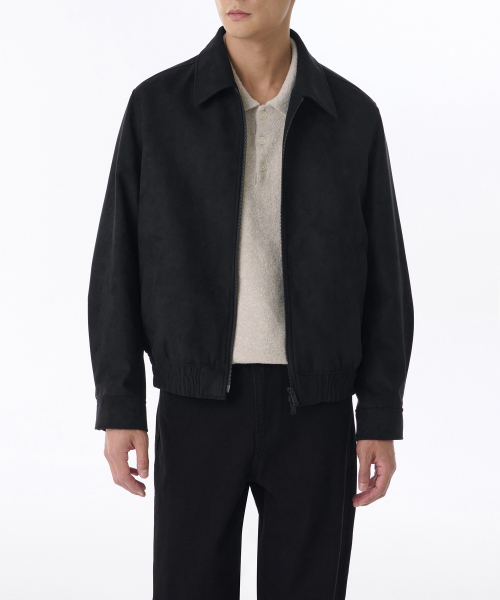 Минималистичный бомбер из искусственной замши (Black)