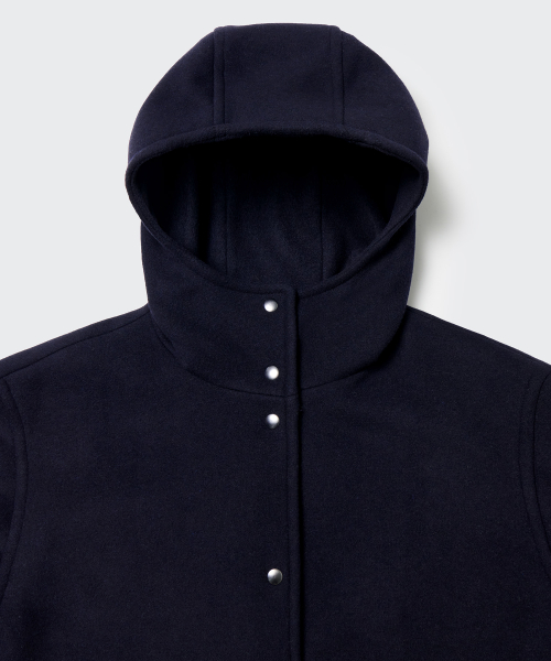 Женское пальто из шерсти с капюшоном [Navy]