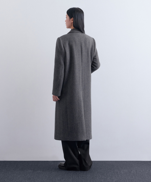 Женское длинное пальто честерфилд из шерсти [Grey]