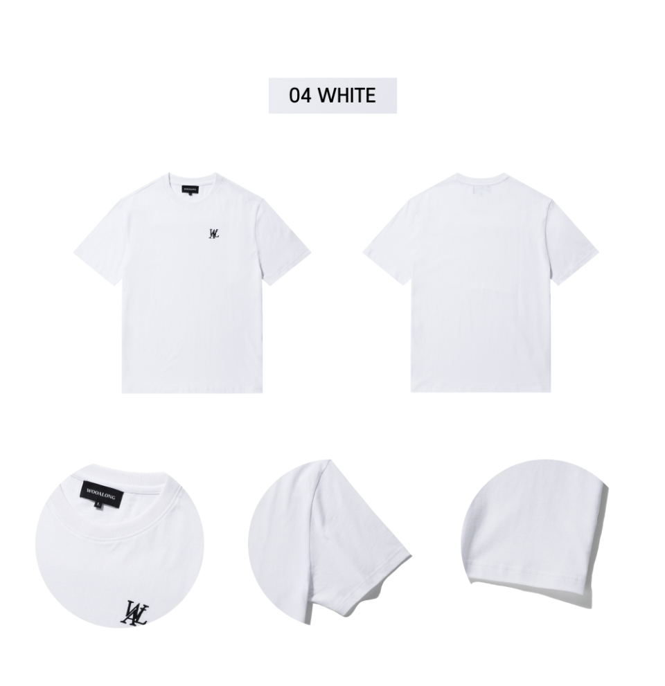 우알롱(WOOALONG) 2 Pack Short Sleeve Cotton T-shirt (4color