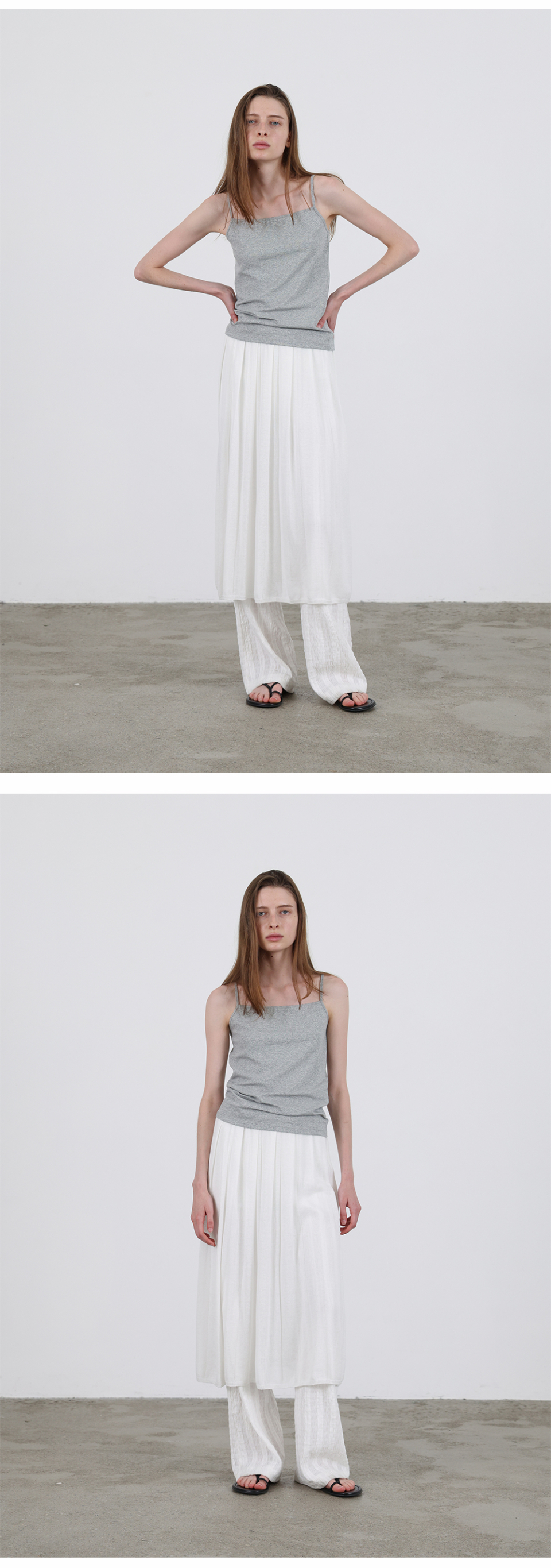 MUSINSA | LEVAR Layered Slim Boots Cut Pants - White