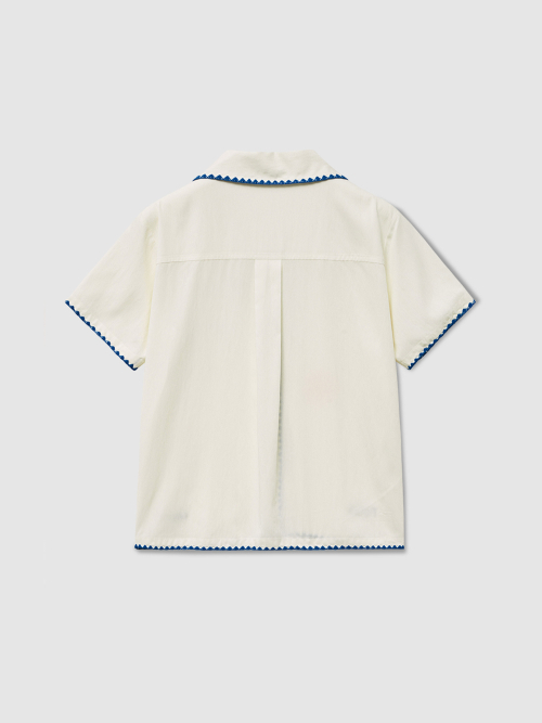 Ludens Open Collar Shirt_Ivory