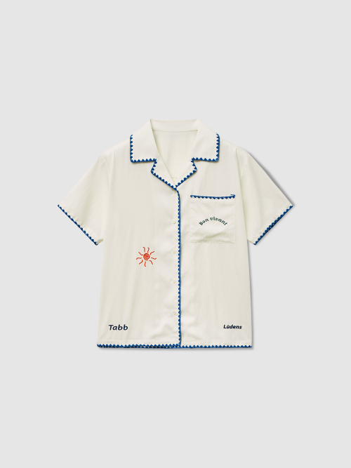 Ludens Open Collar Shirt_Ivory
