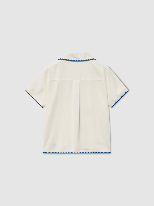 Ludens Open Collar Shirt_Ivory