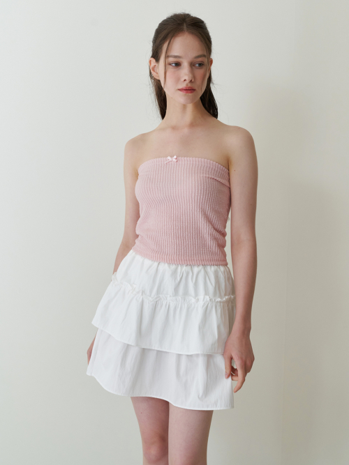 baby ribbon tube top - baby pink