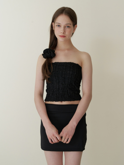 lacy petal tube top black